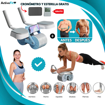 Rodillo Abdominal Activefit® + Cronómetro y Esterilla Gratis